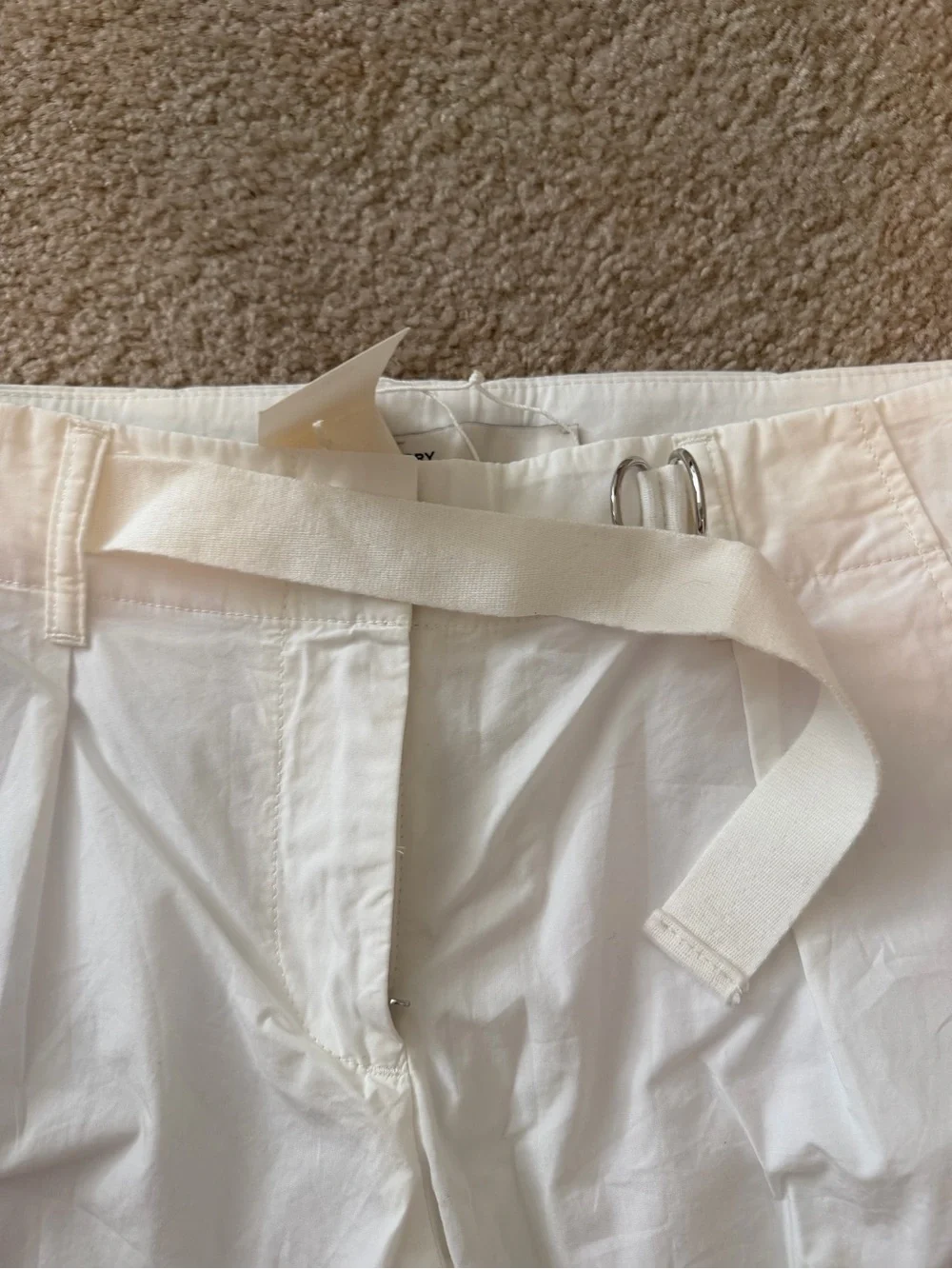 Tory Burch White Cargo Pants with Utility Pockets